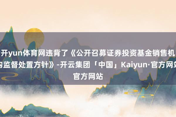 开yun体育网违背了《公开召募证券投资基金销售机构监督处置方针》-开云集团「中国」Kaiyun·官方网站