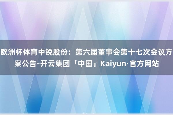 欧洲杯体育中锐股份：第六届董事会第十七次会议方案公告-开云集团「中国」Kaiyun·官方网站